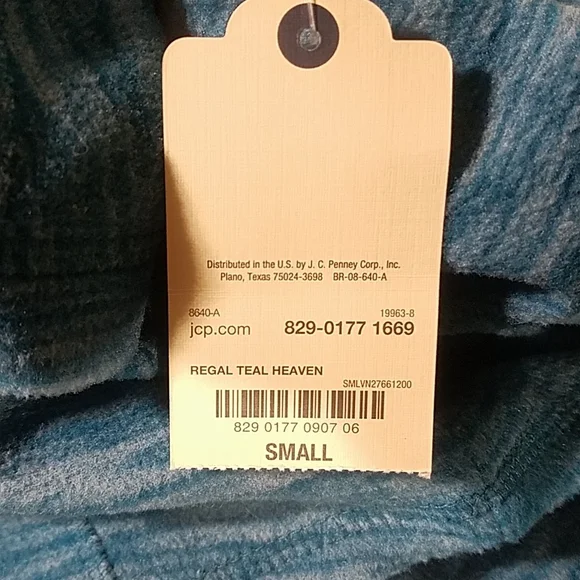 NWT St John's Bay Teal Blue V Neck Sweatshirt Shirt Size Small New with Tags - Picture 4 of 6